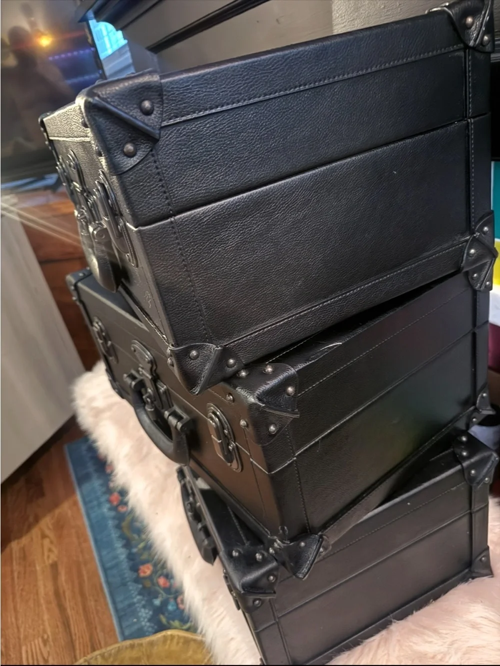 Coach Black Stackable Trunk Set of 3 RARE PROPS -